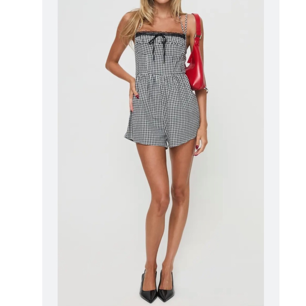 Princess Polly Trynia Gingham Cotton Romper New! - Picture 2 of 13